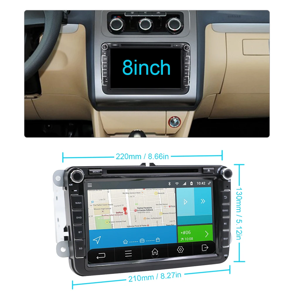 Eunavi 2 DIn автомобильный DVD 8 'HD для VW POLO GTI GOLF 5 6 MK5 MK6 JETTA PASSAT B6 Touran Sharan с GPS навигацией