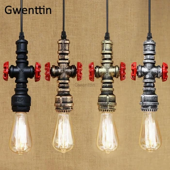

Vintage Iron Water Pipe Pendant Lights Led Loft Industrial Hanging Lamp for Living Room Kitchen Bar Luminaire Home Decor Fixture