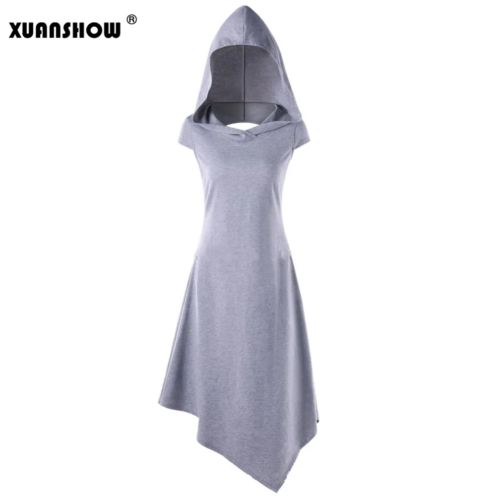 

XUANSHOW Summer Women's Clothes Sleeveless Backless Irregular Slim Hooded Mini Dress Solid Female Hollow Out Party Dresses 2018