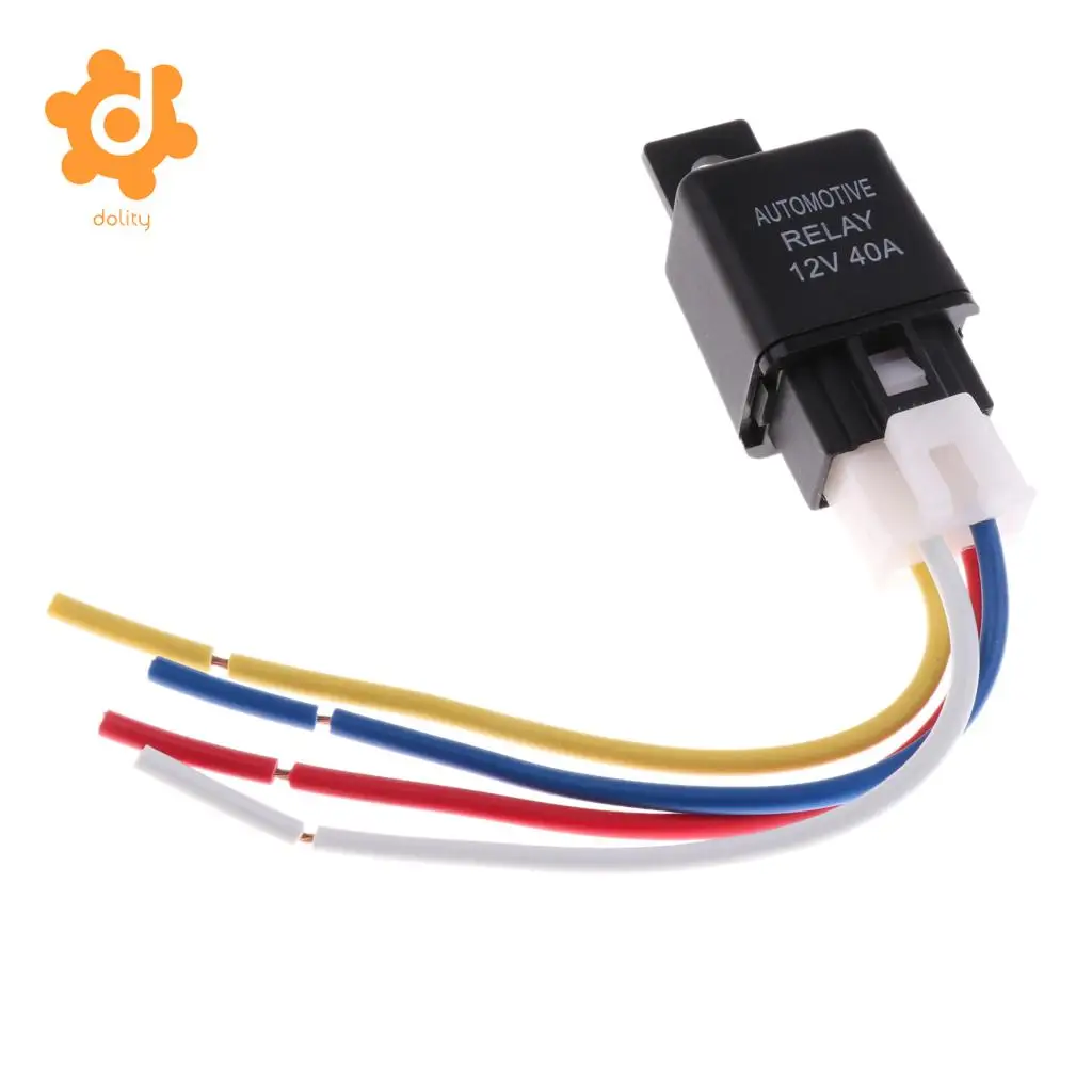  4 Pieces Car 12V 40A 4 Pin SPST Air Conditioning Relay with Harness Socket