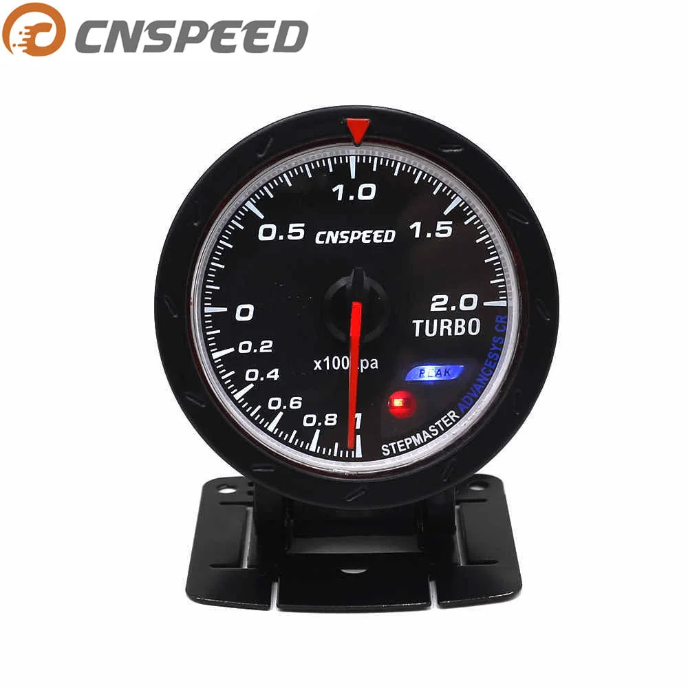 Tanie CNSPEED 60MM 12V turbo boost samochodu wskaźnik czerwone i białe oświetlenie BAR typ czarna twarz manometr YC101347
