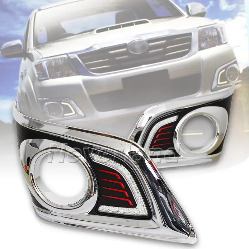 

Waterproof LED Car DRL Daytime Running Lights accessories with a Switch For TOYOTA HILUX VIGO CHAMP 2012 2013 D10
