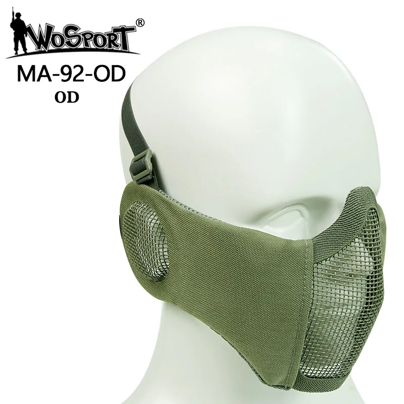 Тактическая Маска на половину лица из металлической стальной сетки для охоты, защитная маска для страйкбола, защитная сетка на пол-лица, маска - Цвет: green