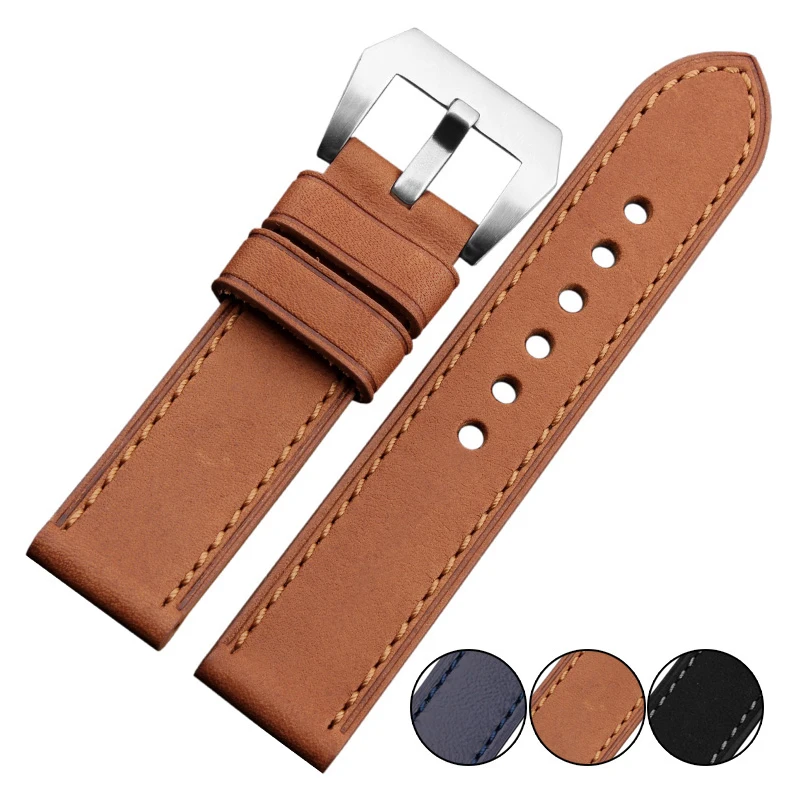 Prix pour Main Haute Qualité Italie cuir Véritable bracelet de montre et bande 22mm 24mm Vintage Bracelet avec Mat 316 inoxydable acier matériel Prix pour Main Haute Qualité Italie cuir Véritable bracelet de montre et bande 22mm 24mm Vintage Bracelet avec Mat 316 inoxydable acier matériel