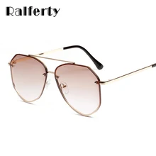 Ralferty Pilot Солнцезащитные очки женские градиентные коричневые солнцезащитные очки без оправы UV400 очки с цветным покрытием Плоские линзы оттенки женские Oculos W2326
