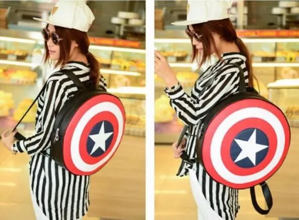 mulheres mochila capitão américa escudo mochila unisex