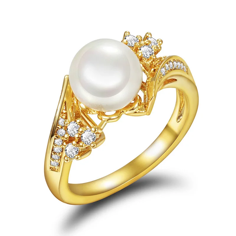 808 STORE New Classic Design Italy Fine Jewelry Pearl Ring Luxury Wedding Charm Bridal Crystal Accessories High Quality Hot Sale | Украшения