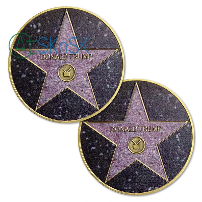 

New souvenir Hollywood Walk of Fame Keep America Great presidential challenge coin Donald Trump Star commemorative coins