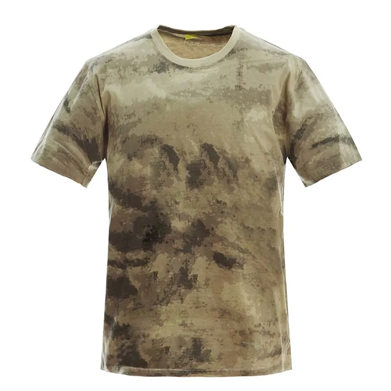 WOLFONROAD Мужская футболка для отдыха на природе и туризма летняя футболка для охоты камуфляжная спортивная рубашка Военная тактическая одежда - Цвет: ATAC