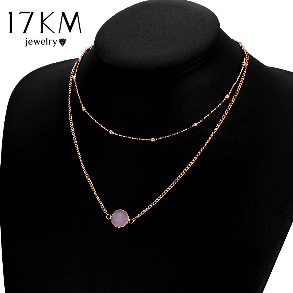 17 км бохо колье из натурального хрусталя для женщин многоцветные бусы Двухслойное ожерелье колье цепь вечерние ювелирные изделия