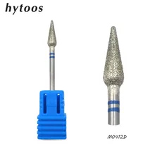 HYTOOS 4*12mm Cone Diamond Nail Drill Bit 3/32″ Rotary Diamond Burr Manicure Cutters Drill Accessories Nail Mills Tools-MD0412D