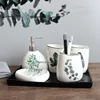 Plantas verdes estilo europeo de cerámica de baño suministros simple cinco boda set de lavado cepillo de dientes titular de la botella de la loción de melamina de bandeja ► Foto 3/6
