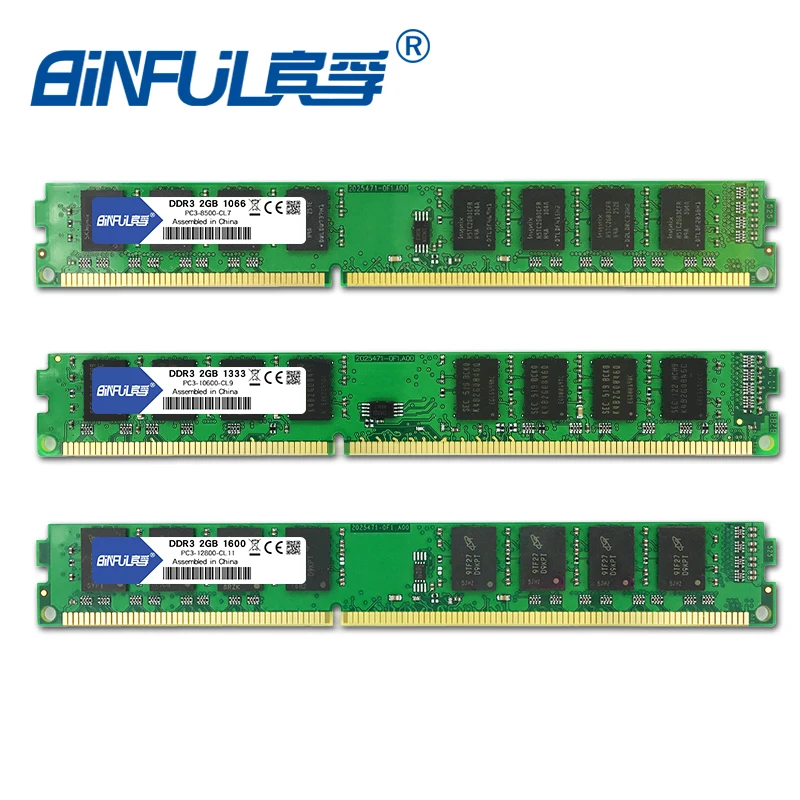 BINFUL DDR3 2 Гб 1333 МГц 1600 1066 МГц PC3-10600 PC3-12800 PC3-8500 Настольный Оперативная память памяти 240pin 1,5