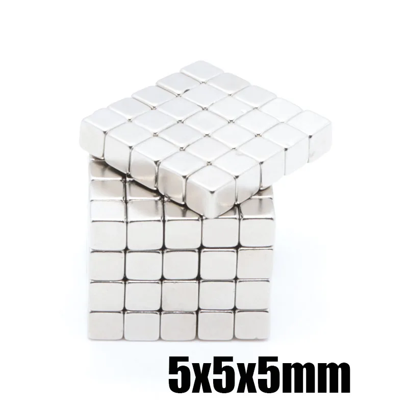 100 шт. 5x5x5 мм, неодимовый магнит, большой квадратный куб, неодимовый Железный бора, магнитный редкоземельный магнит, ювелирный 5*5*5 мм магнит