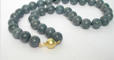 

Free Shipping 004906 GENUINE 18" 12MM NATURE ROUND BLUE CORAL NECKLACE