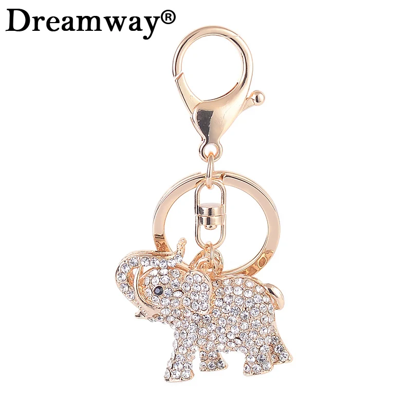 Auspicious Elephant Key Holder Chains Whole Clear Crystal Bag Pendant