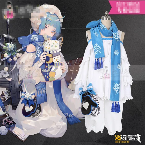 

Girls'Frontline ZasM21 Cosplay Costume Christmas Snow Girls white Top+Pants+Scarf+Hat Lovely style full sets A