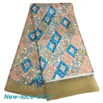 

African Lace Fabric French Sequins Net Lace High Quality African Sequin Lace Fabric for 2019 French Sequin Fabric for AH002