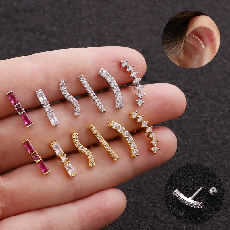 

TTLIFE Various Cartilage Piercing Helix Jewelry Cz Geometric Star Ear Stud Tragus Cartilage Conch Earring Stud Piercing Earrings