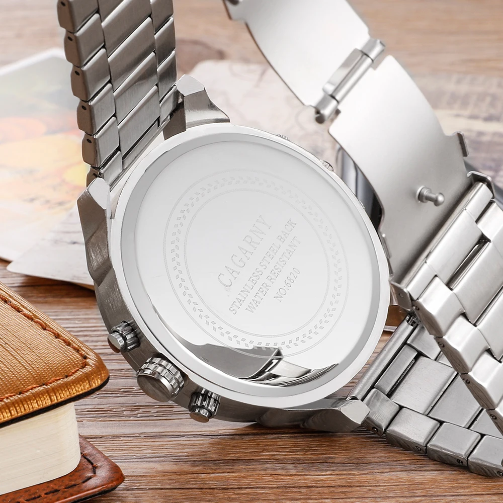 cagarny mens watches quartz watch men dual time zones big case dz military style 7331 7333 7313 7314 7311 steel band watches free shipping (1)