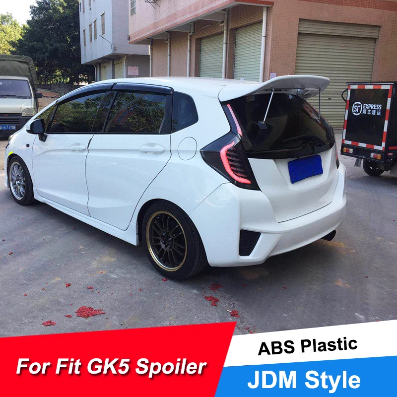 Новинка,, задний автомобильный спойлер, крыло для Honda Fit Jazz GK5 15 16 17 18 19, АБС-пластик, JDM СТИЛЬ, спойлер на крышу, крылья