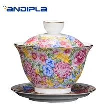 140 мл Цзиндэчжэнь эмаль Цвет Керамика фарфор гайвань подглазурная краска ПУ-эр Чай горшок для дома посуда Кунг Фу Чай комплект Cha hai чайник