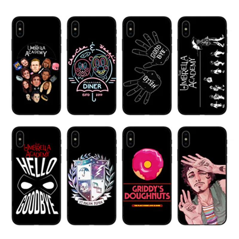 

Nova TV A Umbrella Academy logo moda Tampa da Caixa Do Telefone Macio Fundas Coque para o iphone 5 8 7 6 Plus X XR XS MAX coque