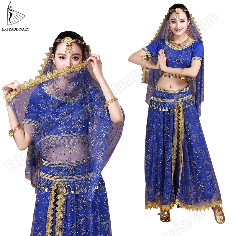 5 шт. Женский шифоновый костюм с юбкой и поясом|dance costumes for women|indian belly dance costumebelly |