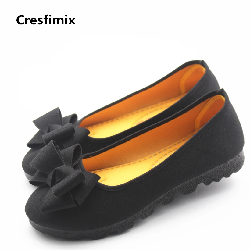 Cresfimix women fashion spring & summer slip on flat shoes lady comfortable black loafers lady cool flock summer shoes a303