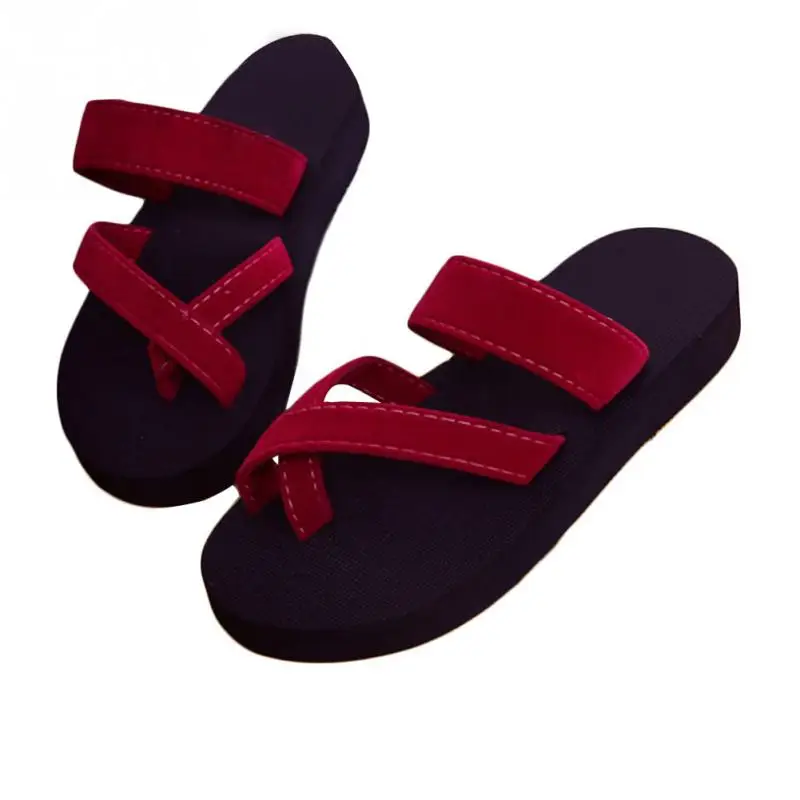 Летние женские шлепанцы; модные повседневные сандалии-вьетнамки на плоской подошве; женские нескользящие пляжные шлепанцы на плоской подошве с открытым носком; 1 - Цвет: red