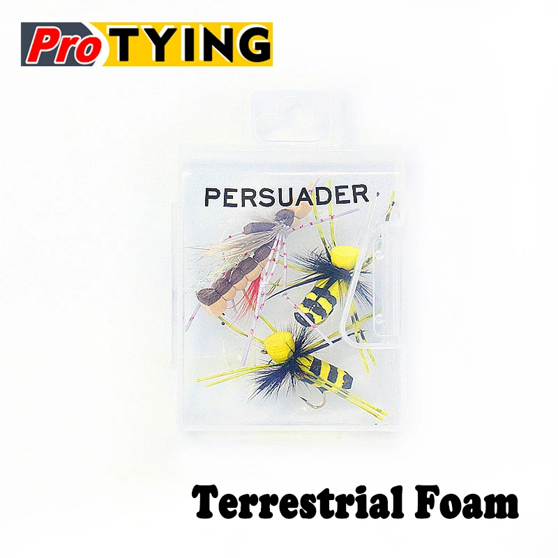

PERSUADER2019new 3pcs/box 10#12#artificial terrestrial insect fly lures grass hopper&bumble bee floating foam fly fishing flies