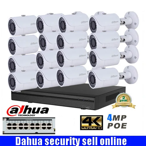 Dahua mutil language 16ch 4MP H.265 4K POE сетевая CCTV IP камера система с DAHUA DH-IPC-HFW1431S HD Bullet IR |