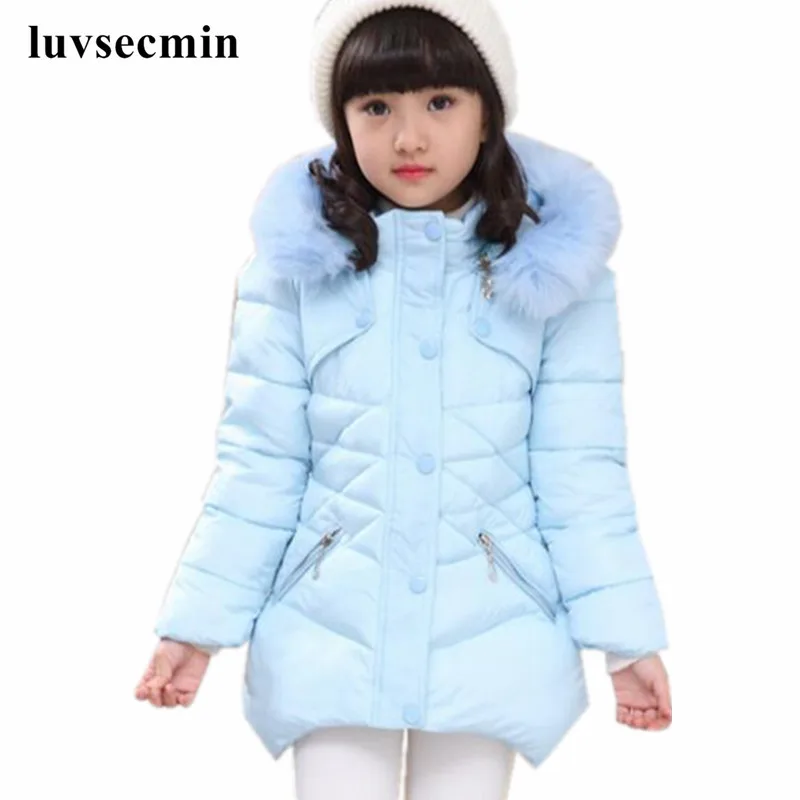 Fashion 2017 Faux Fur Hooded Baby Teenage Winter Jacket For Girls Cotton-padded Girls Winter Coat Parka Kids JW0604A