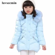 Модная зимняя куртка с капюшоном из искусственного меха для девочек-подростков, зимнее пальто с хлопковой подкладкой для девочек, парка для детей, JW0604A