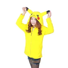 Moda Historieta de Kawaii Hotsale Pikachu Capucha Anime Mujeres Sudaderas Con Capucha Hombre Chaqueta de Anime Cosplay Traje Con Capucha Sweatershirt