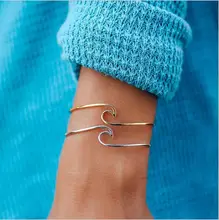 

Alloy Men And Women femme Bracelets Bangles Nails Open Cuff Bracelet Simple Waves Bracelet Femme Boho Fashion Jewelry Gift