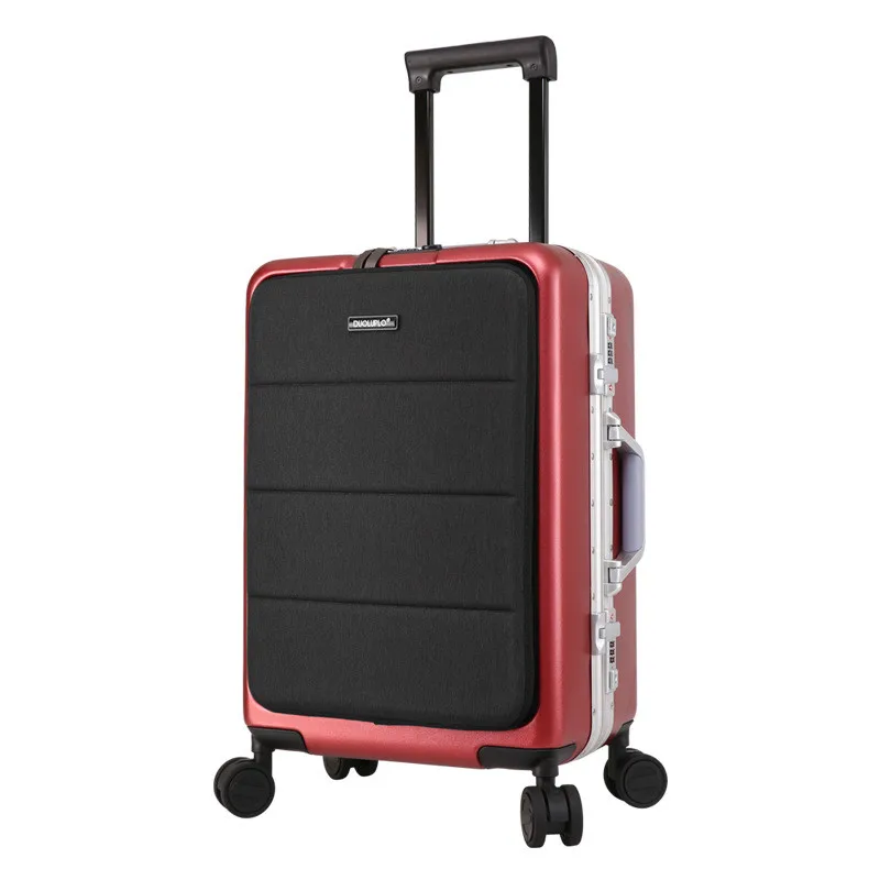 Red Aluminum frame ZYJ водонепроницаемый деловой багаж на колесиках для путешествий с алюминиевой рамой TSA сплав на колесиках чехол для костюма для самолета Чехол для багажа - Цвет: Red Aluminum frame