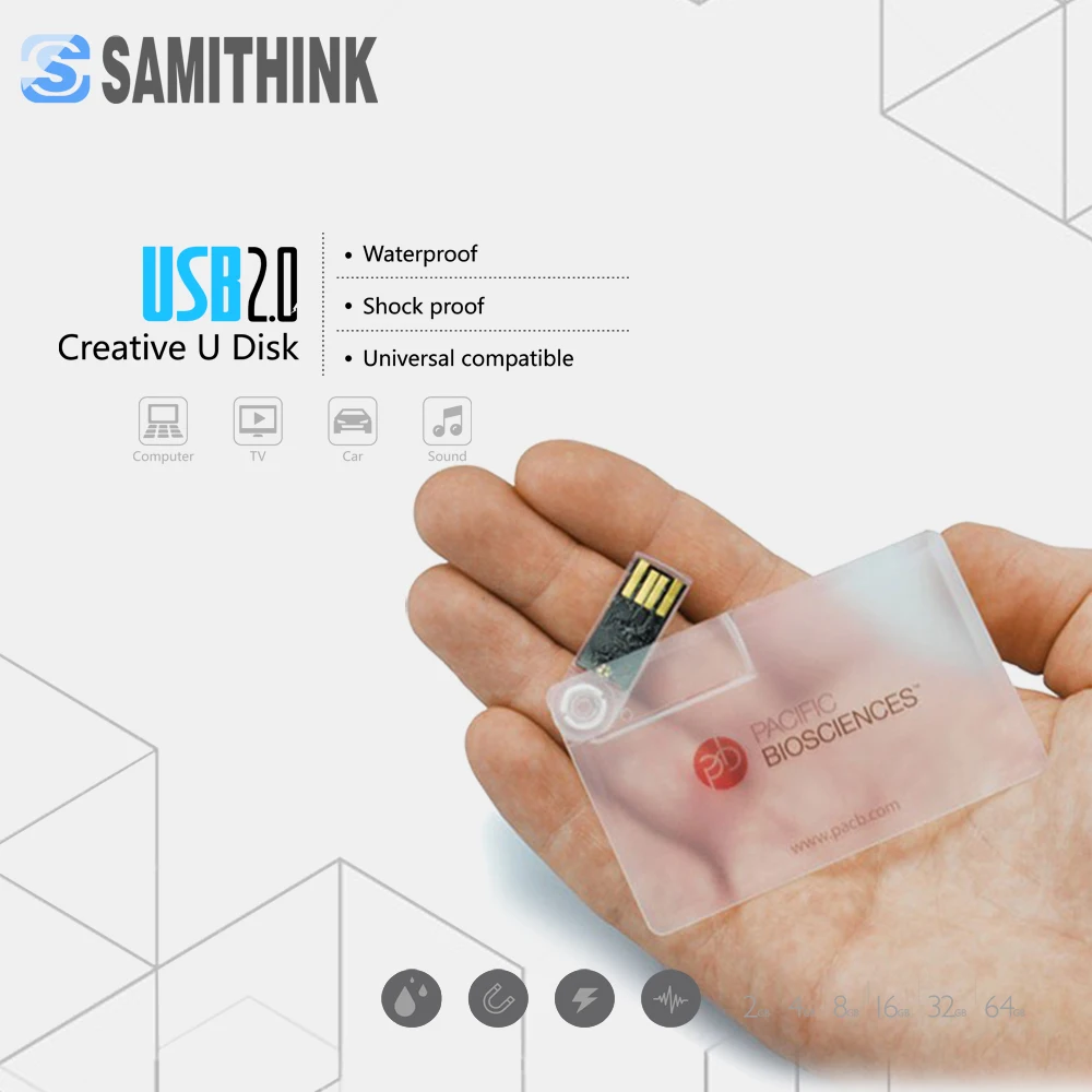 

Transparent Card USB Flash Drive Custom Gift USB Flash Memory Card Business Card USB Stick Flash Pen Drive 32GB 16GB 8GB 4GB 2GB