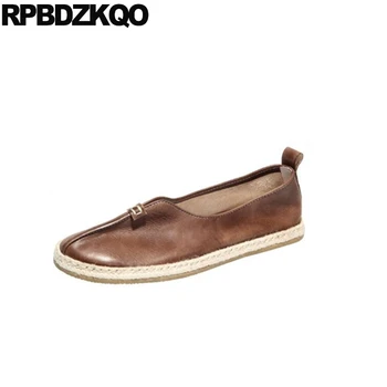 

brand new casual brown high quality runway hemp china european espadrilles slip on luxury fashion men shoes genuine leather 2018