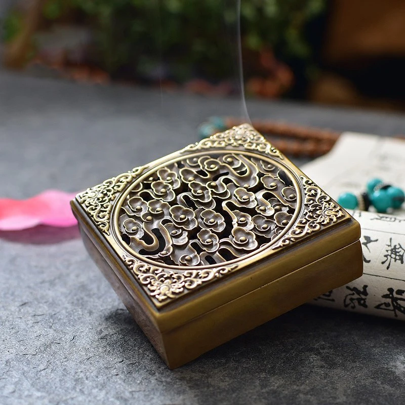 Chinese Traditional Furnace Metal Brass Copper Coils Incense Zinc Alloy