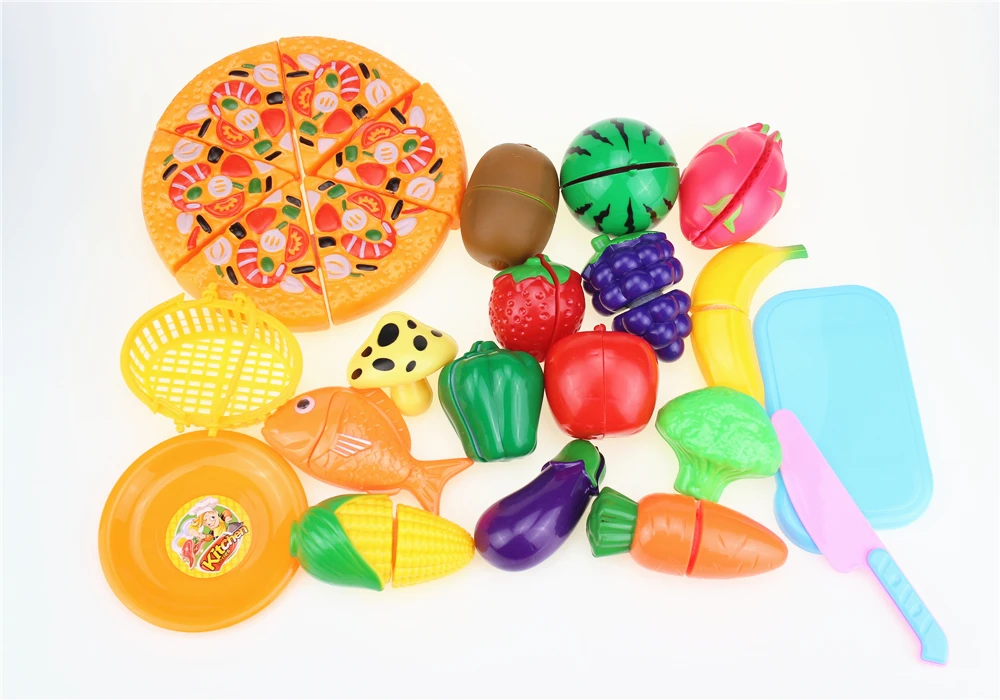 24 шт./компл. пластиковые фрукты овощи режущие игрушки раннего развития и образования игрушки для малышей Детские игрушки для кухни пластиковые пищевые игрушки