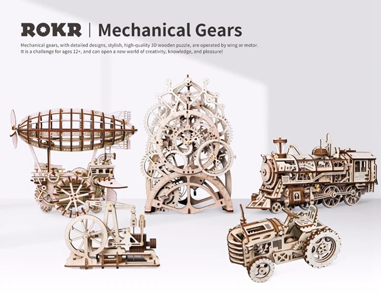 Robud DIY 3D деревянная Механическая головоломка модель строительные наборы лазерная резка действие по заводу Подарочные игрушки для детей LG/LK/AM