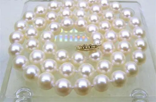 

19" round 18" 7.5-8 MM SOUTH SEA NATURAL White PEARL NECKLACE 14K GOLD CLASP (0926)