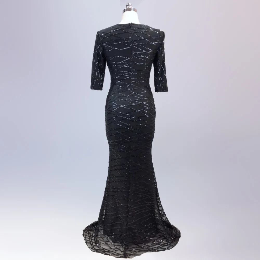 Formal dress Bead Half sleeve stripe Slim TrumpetMermaid Host Club night Long Party Maxi Dress for woman (46)