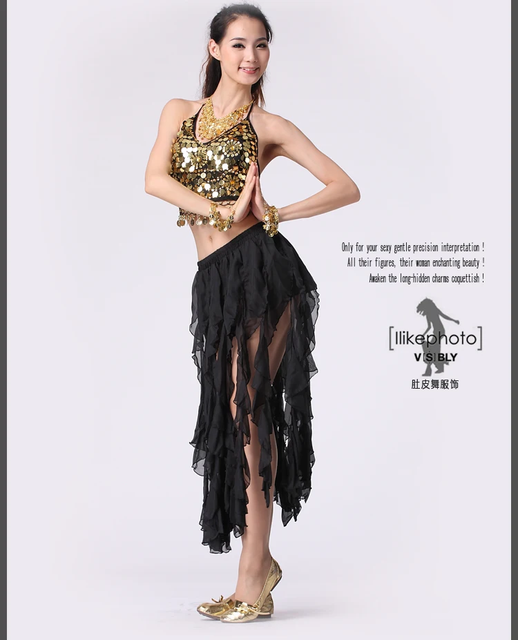 2018 Новая женская юбка для танца живота женский костюм для танца живота многодисковое шифоновое платье для танца живота 16 срезанная кромка