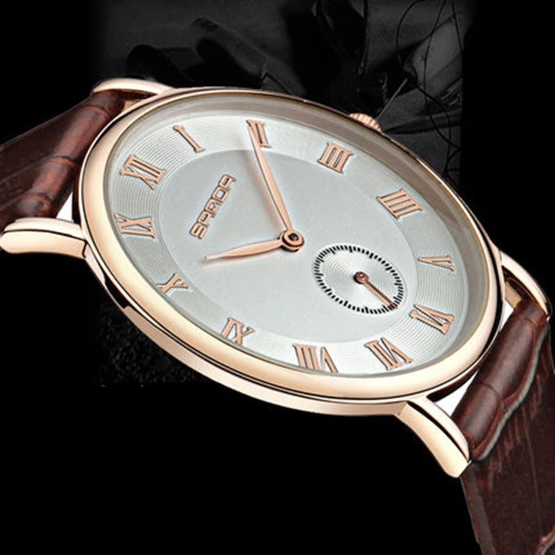 Najtaniej Super cienki kwarcowy zegarek na co dzień biznes genewa marka sanda skórzany analogowy zegarek kwarcowy moda męska Relojes Hombre 2018