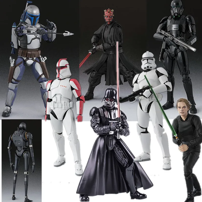 Prix Star Wars Figuarts dark vador Rogue One K 2SO dark Maul Jango Fett Clone Troope Phase I figurine jouets