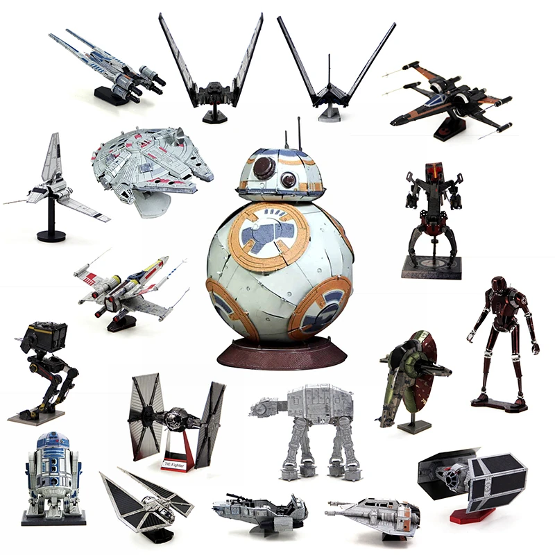 

Color Star Wars Iron Man 3D Metal Puzzles Tank Train Ships Marvel DIY Handmade Jigsaw Jewelry Stainless Steel Components