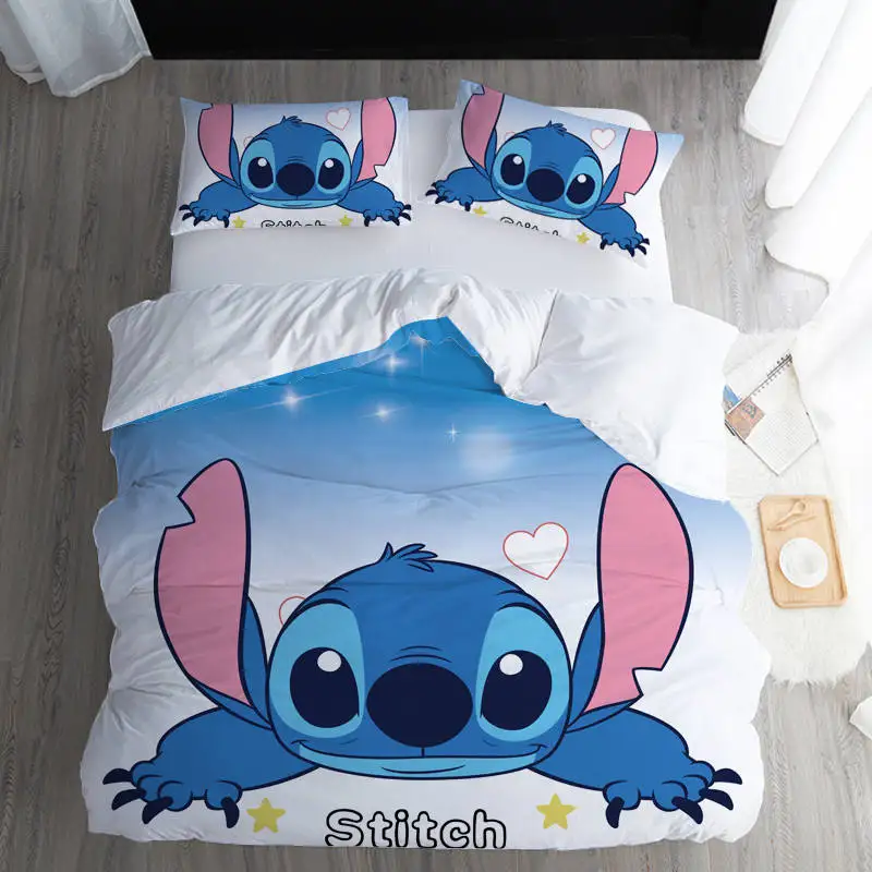 3D Disney Home lilo and stitch Bedding set queen size quilt cover twin bedroom decor for kids home single bedspread boy's linens - Цвет: Stitch Bedding 4