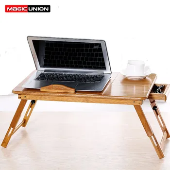 

MAGIC UNION Computer Desk With Drawer Bed Table Folding Portable Laptop Table Multipurpose Small Writing Desk Heat dissipation
